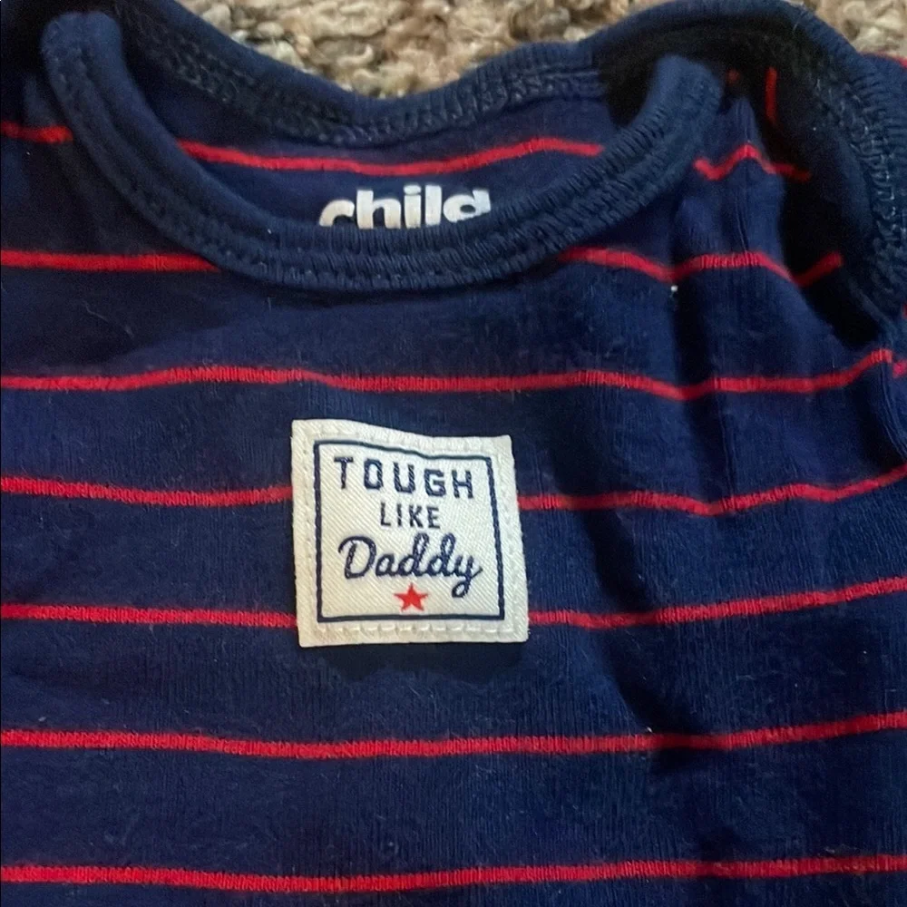 Child of Mine Navy and Red Striped Matching Set